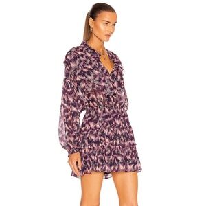 NWT IRO Tyga metallic ruffle boho violet mini dress
